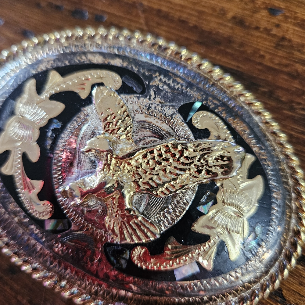 Gold and Black Eagle Belt Buckle